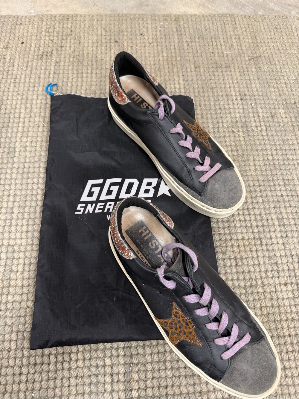 Golden Goose Hi Star Black Leather Gray Suede size 40